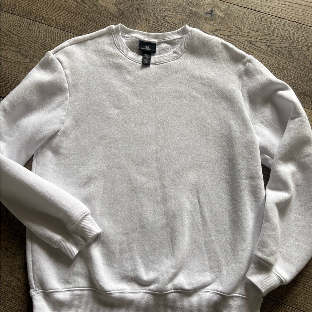 H&M Men's White Crewneck Sweatshirt